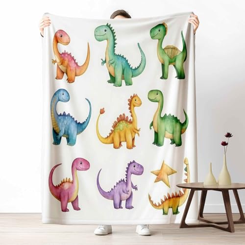3D Kuscheldecke für Erwachsene Kinder Dinosaurier Wohndecke Flauschig als Sofa Deko Niedlich Dino Tagesdecke Cartoon Tiere Tier Fleecedecke Warm für Couch & Sessel, 130x150 cm von LLponhg