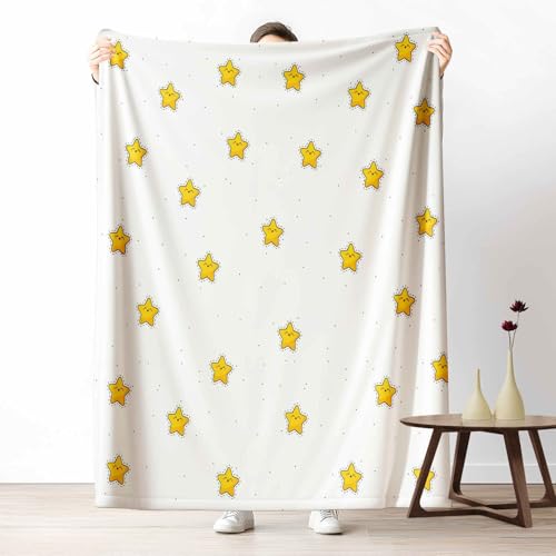3D Kuscheldecke für Erwachsene Niedlich Stern Wohndecke Flauschig als Sofa Deko Kinder Punkte Tagesdecke Cartoon Muster Fleecedecke Warm für Couch & Sessel, 130x150 cm von LLponhg