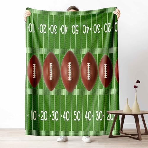 3D Kuscheldecke für Erwachsene Sport Football Wohndecke Flauschig als Sofa Deko Spiele Ballsport Tagesdecke Athlet Spielfeld Fleecedecke Warm für Couch & Sessel, 130x150 cm von LLponhg