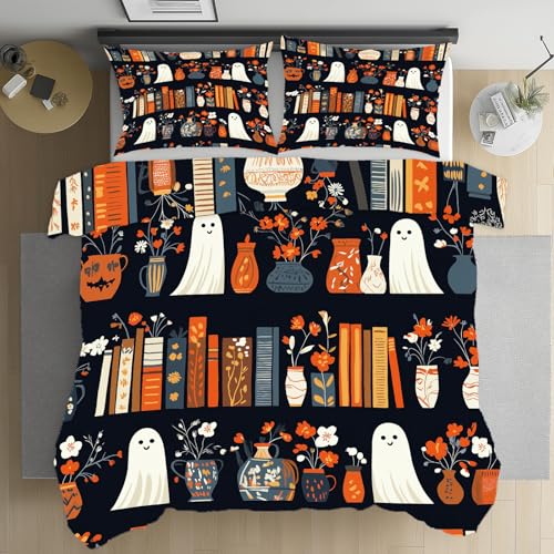 Bettwäsche 155x220 Horror Geist Bettwäsche Set Weich Microfaser Kuschelige Bettwäsche, Halloween Kürbis Laterne Wendebettwäsche Fantasie Buch Bettbezug und Kissenbezug 80x80cm mit Reißverschluss Bettwäsche 155x220 Horror Geist Bettwäsche Set Weich Microfaser Kuschelige Bettwäsche, Halloween Kürbis Laterne Wendebettwäsche Fantasie Buch Bettbezug und Kissenbezug 80x80cm mit Reißverschluss von LLponhg