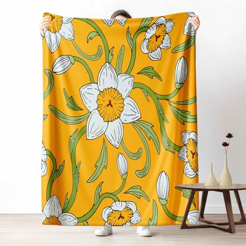 Flanelldecke Blumen Narzissen Kuschelige Sofadecke Weich & Warm Sommer Pflanze Flauschige Decke Natur Blatt Fleecedecke als Tagesdecke oder Geschenk, 100x130 cm Flanelldecke Blumen Narzissen Kuschelige Sofadecke Weich & Warm Sommer Pflanze Flauschige Decke Natur Blatt Fleecedecke als Tagesdecke oder Geschenk, 100x130 cm von LLponhg