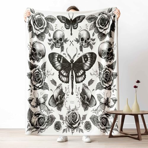 Flanelldecke Gothic Insekt Kuschelige Sofadecke Weich & Warm Schädel Totenkopf Flauschige Decke Blumen Rose Fleecedecke als Tagesdecke oder Geschenk, 100x130 cm Flanelldecke Gothic Insekt Kuschelige Sofadecke Weich & Warm Schädel Totenkopf Flauschige Decke Blumen Rose Fleecedecke als Tagesdecke oder Geschenk, 100x130 cm von LLponhg