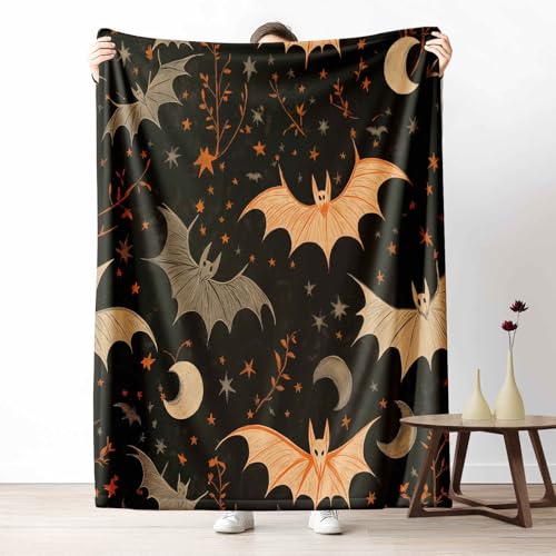 Flanelldecke Halloween Fledermaus Kuschelige Sofadecke Weich & Warm Gothic Mond Flauschige Decke Unheimlich Stern Fleecedecke als Tagesdecke oder Geschenk, 100x130 cm Flanelldecke Halloween Fledermaus Kuschelige Sofadecke Weich & Warm Gothic Mond Flauschige Decke Unheimlich Stern Fleecedecke als Tagesdecke oder Geschenk, 100x130 cm von LLponhg