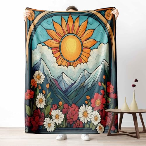 Flanelldecke Jugendstil Sonne Kuschelige Sofadecke Weich & Warm Mosaik Berg Flauschige Decke Natur Blume Fleecedecke als Tagesdecke oder Geschenk, 100x130 cm Flanelldecke Jugendstil Sonne Kuschelige Sofadecke Weich & Warm Mosaik Berg Flauschige Decke Natur Blume Fleecedecke als Tagesdecke oder Geschenk, 100x130 cm von LLponhg