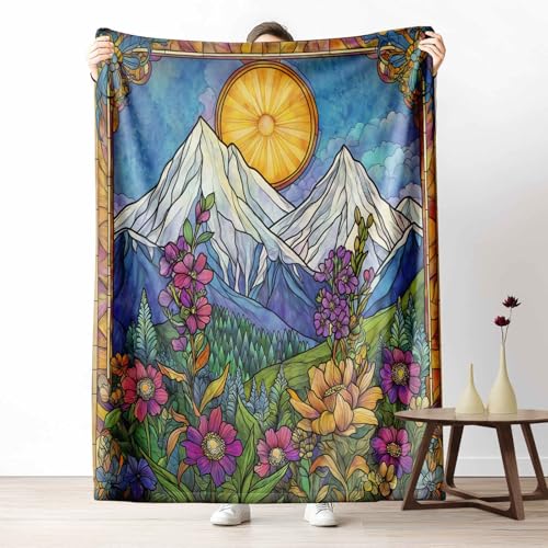 Flanelldecke Landschaftsmalerei Berg Kuschelige Sofadecke Weich & Warm Natur Blumen Flauschige Decke Pastoral Sonne Fleecedecke als Tagesdecke oder Geschenk, 100x130 cm Flanelldecke Landschaftsmalerei Berg Kuschelige Sofadecke Weich & Warm Natur Blumen Flauschige Decke Pastoral Sonne Fleecedecke als Tagesdecke oder Geschenk, 100x130 cm von LLponhg