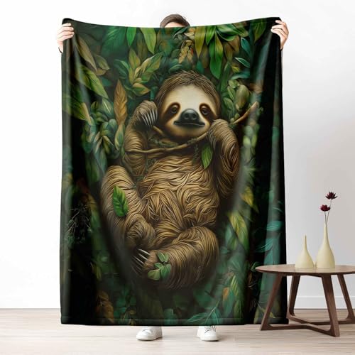Flanelldecke Waldtiere Faultier Kuschelige Sofadecke Weich & Warm Natur Blatt Flauschige Decke Pflanzen Filialen Fleecedecke als Tagesdecke oder Geschenk, 100x130 cm Flanelldecke Waldtiere Faultier Kuschelige Sofadecke Weich & Warm Natur Blatt Flauschige Decke Pflanzen Filialen Fleecedecke als Tagesdecke oder Geschenk, 100x130 cm von LLponhg
