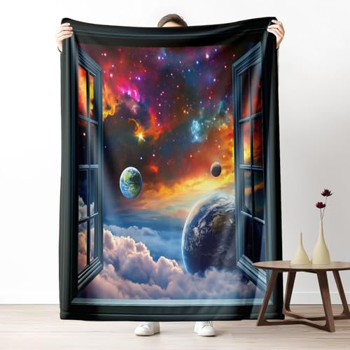 Flanelldecke Weich und Warm Sternenhimmel-Nebel der Erde Kuscheldecke Flauschig Fleece Decke für Bett und Sofa Orange Wohndecke Couchdecke für die ganze Familie 200x220 cm von LLponhg