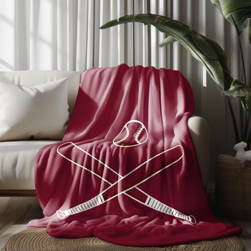 Kuscheldecke, Kuschelige Warme Baseball-Sportthema Decke 220x240 cm, Weiche Wohndecke mit Digitaldruck Rot Decke als Geburtstagsgeschenk von LLponhg