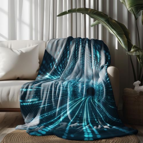 Kuscheldecke, Kuschelige Warme Blaues Tech-Tunnel-Muster Decke 220x240 cm, Weiche Wohndecke mit Digitaldruck Dunkelblau Decke als Geburtstagsgeschenk von LLponhg