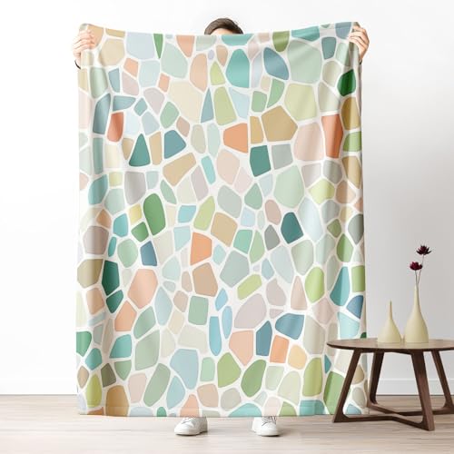 Kuscheldecke, Kuschelige Warme Buntes Cartoon-Fliesenmuster Decke 220x240 cm, Weiche Wohndecke mit Digitaldruck Weiß Decke als Geburtstagsgeschenk von LLponhg