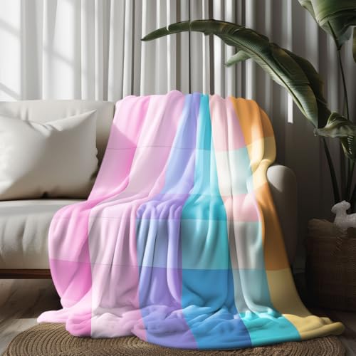 Kuscheldecke, Kuschelige Warme Geometrische Quadrate Decke 220x240 cm, Weiche Wohndecke mit Digitaldruck Mehrfarbig Decke als Geburtstagsgeschenk von LLponhg