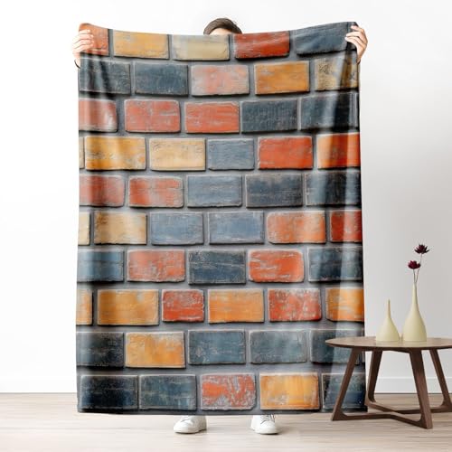 Kuscheldecke, Kuschelige Warme Graffiti-Ziegelmauer Decke 220x240 cm, Weiche Wohndecke mit Digitaldruck Mehrfarbig Decke als Geburtstagsgeschenk von LLponhg