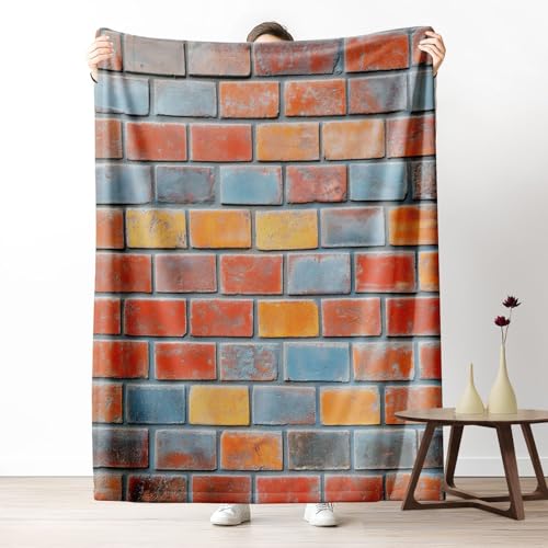 Kuscheldecke, Kuschelige Warme Graffiti-Ziegelwand Decke 220x240 cm, Weiche Wohndecke mit Digitaldruck Rot Decke als Geburtstagsgeschenk von LLponhg