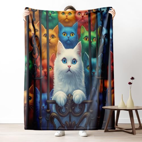 Kuscheldecke, Kuschelige Warme Katzenkonstellation Decke 220x240 cm, Weiche Sternlicht-Akzente Wohndecke mit Digitaldruck Perlmutt Decke als Geburtstagsgeschenk von LLponhg