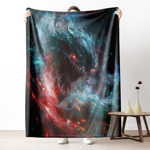 Kuscheldecke, Kuschelige Warme Kosmische Entität Decke 220x240 cm, Weiche Galaktischer Heiligenschein Wohndecke mit Digitaldruck Karmesinrot Decke als Geburtstagsgeschenk von LLponhg
