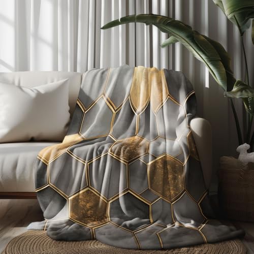 Kuscheldecke, Kuschelige Warme Marmorierte Wabe Decke 220x240 cm, Weiche Wohndecke mit Digitaldruck Grau-Blau Decke als Geburtstagsgeschenk von LLponhg