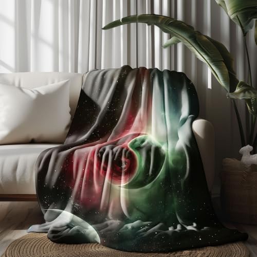 Kuscheldecke, Kuschelige Warme Rot-grünes Tai-Chi-Bagua-Symbol Decke 220x240 cm, Weiche Wohndecke mit Digitaldruck Schwarz Decke als Geburtstagsgeschenk von LLponhg