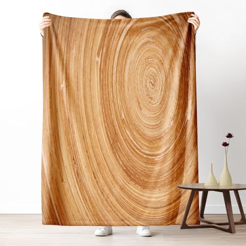 Kuscheldecke, Kuschelige Warme Spirale Holzmuster Decke 220x240 cm, Weiche Organische Ringtextur Wohndecke mit Digitaldruck Bernstein Decke als Geburtstagsgeschenk von LLponhg