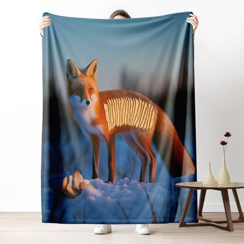 Kuscheldecke, Kuschelige Warme Surrealer Brot - Fuchs - Kunst Decke 220x240 cm, Weiche Spielereier Brotstapel Wohndecke mit Digitaldruck Kupferbraun Decke als Geburtstagsgeschenk von LLponhg