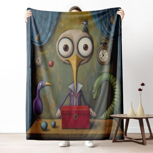 Kuscheldecke Flauschig, Dicke Warme Surrealer Cartoon - Figuren Wohndecke für Winter, Sanft Vintage Uhr & Vorhang Flanell Fleece Decke Türkis Grün Kuschelig Weiche TV-Decke Couchdecke 100x130 cm Kuscheldecke Flauschig, Dicke Warme Surrealer Cartoon - Figuren Wohndecke für Winter, Sanft Vintage Uhr & Vorhang Flanell Fleece Decke Türkis Grün Kuschelig Weiche TV-Decke Couchdecke 100x130 cm von LLponhg