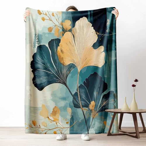 Kuscheldecke Flauschig Aquarell Ginkgo Blätter Wohndecke für Sofa & Bett Abstrakt Blatt Weiche Warme Decke Orientalisch Pflanze Fleecedecke für Kinder & Erwachsene, 70x100 cm Kuscheldecke Flauschig Aquarell Ginkgo Blätter Wohndecke für Sofa & Bett Abstrakt Blatt Weiche Warme Decke Orientalisch Pflanze Fleecedecke für Kinder & Erwachsene, 70x100 cm von LLponhg