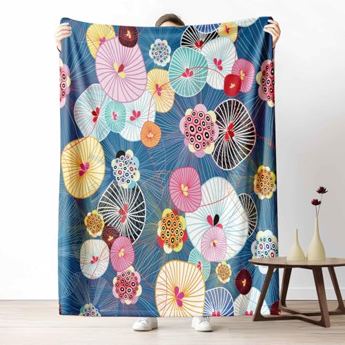 Kuscheldecke Flauschig Blumenpflanzen Blume Wohndecke für Sofa & Bett Bunt Kreisform Weiche Warme Decke Modern Qualle Fleecedecke für Kinder & Erwachsene, 70x100 cm Kuscheldecke Flauschig Blumenpflanzen Blume Wohndecke für Sofa & Bett Bunt Kreisform Weiche Warme Decke Modern Qualle Fleecedecke für Kinder & Erwachsene, 70x100 cm von LLponhg