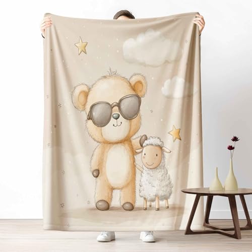 Kuscheldecke Flauschig Cartoon Bär Wohndecke für Sofa & Bett Süß Schaf Weiche Warme Decke Tier Sonnenbrille Fleecedecke für Kinder & Erwachsene, 70x100 cm Kuscheldecke Flauschig Cartoon Bär Wohndecke für Sofa & Bett Süß Schaf Weiche Warme Decke Tier Sonnenbrille Fleecedecke für Kinder & Erwachsene, 70x100 cm von LLponhg