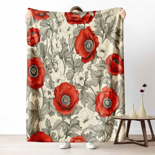 Kuscheldecke Flauschig Geblümt Mohn Wohndecke für Sofa & Bett Garten Anemone Weiche Warme Decke Botanisch Wildblumen Fleecedecke für Kinder & Erwachsene, 70x100 cm Kuscheldecke Flauschig Geblümt Mohn Wohndecke für Sofa & Bett Garten Anemone Weiche Warme Decke Botanisch Wildblumen Fleecedecke für Kinder & Erwachsene, 70x100 cm von LLponhg