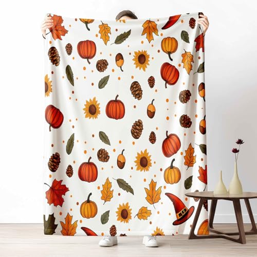 Kuscheldecke Flauschig Herbst Kürbis Wohndecke für Sofa & Bett Halloween Hexenhut Weiche Warme Decke Botanisch Ahornblatt Fleecedecke für Kinder & Erwachsene, 70x100 cm Kuscheldecke Flauschig Herbst Kürbis Wohndecke für Sofa & Bett Halloween Hexenhut Weiche Warme Decke Botanisch Ahornblatt Fleecedecke für Kinder & Erwachsene, 70x100 cm von LLponhg