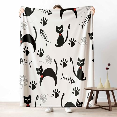 Kuscheldecke Flauschig Katzenliebhaber Katze Wohndecke für Sofa & Bett Tier Pfotenabdruck Weiche Warme Decke Gekritzel Fischgräte Fleecedecke für Kinder & Erwachsene, 70x100 cm Kuscheldecke Flauschig Katzenliebhaber Katze Wohndecke für Sofa & Bett Tier Pfotenabdruck Weiche Warme Decke Gekritzel Fischgräte Fleecedecke für Kinder & Erwachsene, 70x100 cm von LLponhg