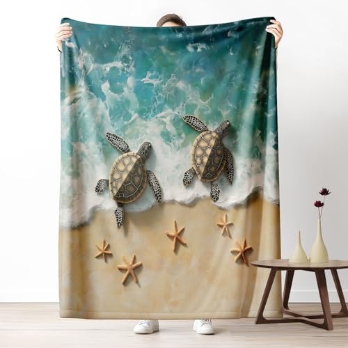 Kuscheldecke Flauschig Küsten Meeresschildkröten Wohndecke für Sofa & Bett Strand Seestern Weiche Warme Decke Ozean Welle Fleecedecke für Kinder & Erwachsene, 70x100 cm Kuscheldecke Flauschig Küsten Meeresschildkröten Wohndecke für Sofa & Bett Strand Seestern Weiche Warme Decke Ozean Welle Fleecedecke für Kinder & Erwachsene, 70x100 cm von LLponhg