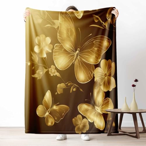 Kuscheldecke Flauschig Luxuriöse Schmetterling Wohndecke für Sofa & Bett Blumenpflanzen Blatt Weiche Warme Decke Ölgemälde Gold Fleecedecke für Kinder & Erwachsene, 70x100 cm Kuscheldecke Flauschig Luxuriöse Schmetterling Wohndecke für Sofa & Bett Blumenpflanzen Blatt Weiche Warme Decke Ölgemälde Gold Fleecedecke für Kinder & Erwachsene, 70x100 cm von LLponhg