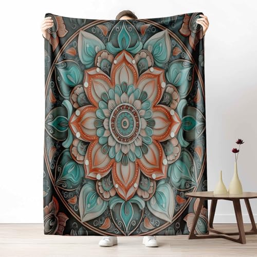 Kuscheldecke Flauschig Mandala Blumenmotiv Wohndecke für Sofa & Bett Bohemian Medaillon Weiche Warme Decke Ethnischer Lotusblume Fleecedecke für Kinder & Erwachsene, 70x100 cm Kuscheldecke Flauschig Mandala Blumenmotiv Wohndecke für Sofa & Bett Bohemian Medaillon Weiche Warme Decke Ethnischer Lotusblume Fleecedecke für Kinder & Erwachsene, 70x100 cm von LLponhg