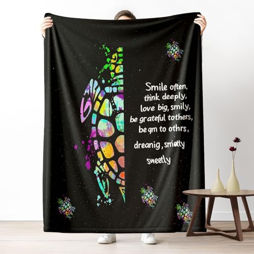 Kuscheldecke Flauschig Meerestiere Meeresschildkröten Wohndecke für Sofa & Bett Aquarell Spruch Weiche Warme Decke Wildtiere Ozean Fleecedecke für Kinder & Erwachsene, 70x100 cm von LLponhg
