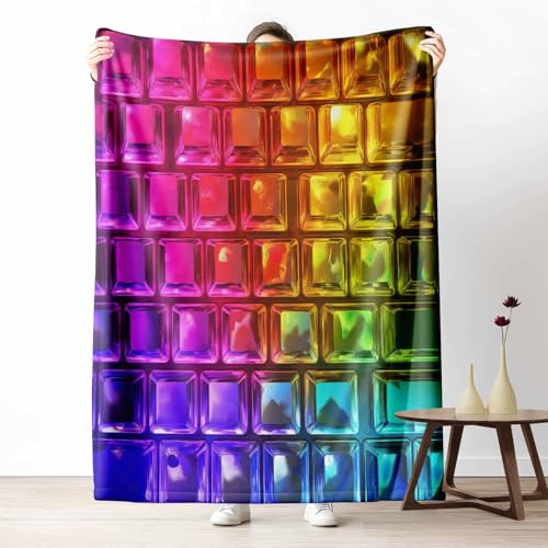Kuscheldecke Flauschig Regenbogen Quadrat Wohndecke für Sofa & Bett Abstrakt Geometrie Weiche Warme Decke Bunt Rechteck Fleecedecke für Kinder & Erwachsene, 70x100 cm Kuscheldecke Flauschig Regenbogen Quadrat Wohndecke für Sofa & Bett Abstrakt Geometrie Weiche Warme Decke Bunt Rechteck Fleecedecke für Kinder & Erwachsene, 70x100 cm von LLponhg