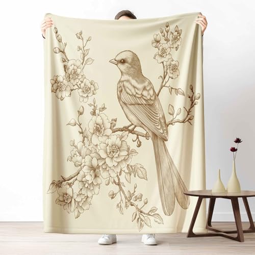 Kuscheldecke Flauschig Skizze Vogel Wohndecke für Sofa & Bett Blumen Kirschblüten Weiche Warme Decke Botanisch Zweig Fleecedecke für Kinder & Erwachsene, 70x100 cm Kuscheldecke Flauschig Skizze Vogel Wohndecke für Sofa & Bett Blumen Kirschblüten Weiche Warme Decke Botanisch Zweig Fleecedecke für Kinder & Erwachsene, 70x100 cm von LLponhg
