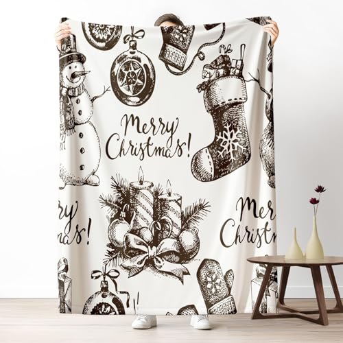 Kuscheldecke Flauschig Weihnachten Schneemann Wohndecke für Sofa & Bett Handgezeichnet Weihnachtssocke Weiche Warme Decke Retro Kerze Fleecedecke für Kinder & Erwachsene, 70x100 cm Kuscheldecke Flauschig Weihnachten Schneemann Wohndecke für Sofa & Bett Handgezeichnet Weihnachtssocke Weiche Warme Decke Retro Kerze Fleecedecke für Kinder & Erwachsene, 70x100 cm von LLponhg