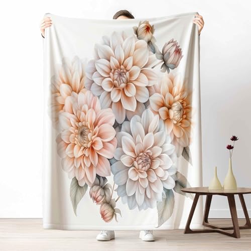 Kuscheldecke für den Winter, Warme Blumen Dahlie Fleecedecke für Kalte Tage Aquarell Geblümt Flanelldecke Bauernhaus Blüte Sofadecke Flauschig Weich Couch, 150x200 cm Kuscheldecke für den Winter, Warme Blumen Dahlie Fleecedecke für Kalte Tage Aquarell Geblümt Flanelldecke Bauernhaus Blüte Sofadecke Flauschig Weich Couch, 150x200 cm von LLponhg
