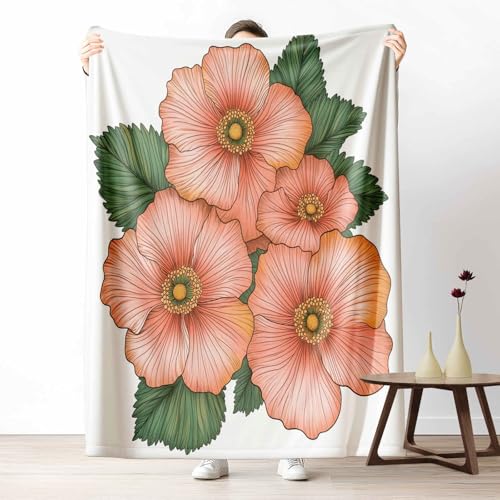 Kuscheldecke für den Winter, Warme Blumen Mohn Fleecedecke für Kalte Tage Botanisch Pflanze Flanelldecke Aquarell Blatt Sofadecke Flauschig Weich für Bett Couch, 150x200 cm Kuscheldecke für den Winter, Warme Blumen Mohn Fleecedecke für Kalte Tage Botanisch Pflanze Flanelldecke Aquarell Blatt Sofadecke Flauschig Weich für Bett Couch, 150x200 cm von LLponhg