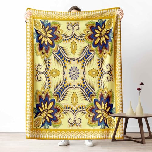 Kuscheldecke für den Winter, Warme Bohemian Paisley Fleecedecke für Kalte Tage Vintage Blumen Flanelldecke Orientalisch Mandala Sofadecke Flauschig Weich für Bett Couch, 150x200 cm Kuscheldecke für den Winter, Warme Bohemian Paisley Fleecedecke für Kalte Tage Vintage Blumen Flanelldecke Orientalisch Mandala Sofadecke Flauschig Weich für Bett Couch, 150x200 cm von LLponhg