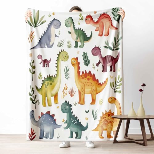 Kuscheldecke für den Winter, Warme Cartoon Dinosaurier Fleecedecke für Kalte Tage Niedlich Tier Flanelldecke Pflanzen Blätter Sofadecke Flauschig Weich für Bett Couch, 150x200 cm Kuscheldecke für den Winter, Warme Cartoon Dinosaurier Fleecedecke für Kalte Tage Niedlich Tier Flanelldecke Pflanzen Blätter Sofadecke Flauschig Weich für Bett Couch, 150x200 cm von LLponhg