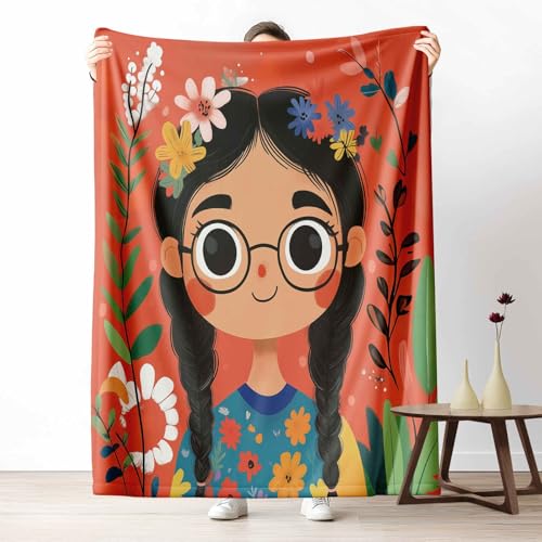 Kuscheldecke für den Winter, Warme Cartoon Mädchen Fleecedecke für Kalte Tage Blumen Pflanze Flanelldecke Niedlich Blätter Sofadecke Flauschig Weich für Bett Couch, 150x200 cm Kuscheldecke für den Winter, Warme Cartoon Mädchen Fleecedecke für Kalte Tage Blumen Pflanze Flanelldecke Niedlich Blätter Sofadecke Flauschig Weich für Bett Couch, 150x200 cm von LLponhg