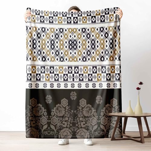 Kuscheldecke für den Winter, Warme Ethnischer Quadrat Fleecedecke für Kalte Tage Geometrie Muster Flanelldecke Traditionell Geblümt Sofadecke Flauschig Weich für Bett Couch, 150x200 cm Kuscheldecke für den Winter, Warme Ethnischer Quadrat Fleecedecke für Kalte Tage Geometrie Muster Flanelldecke Traditionell Geblümt Sofadecke Flauschig Weich für Bett Couch, 150x200 cm von LLponhg