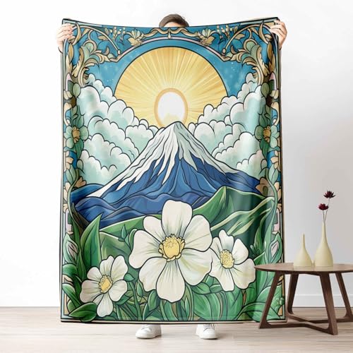 Kuscheldecke für den Winter, Warme Japanischer Stil Berg Fuji Fleecedecke für Kalte Tage Jugendstil Blume Flanelldecke Orientalisch Sonne Sofadecke Flauschig Weich für Bett Couch, 150x200 cm Kuscheldecke für den Winter, Warme Japanischer Stil Berg Fuji Fleecedecke für Kalte Tage Jugendstil Blume Flanelldecke Orientalisch Sonne Sofadecke Flauschig Weich für Bett Couch, 150x200 cm von LLponhg