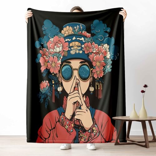 Kuscheldecke für den Winter, Warme Modern Frau Fleecedecke für Kalte Tage Blumen Pfingstrose Flanelldecke Stil Sonnenbrille Sofadecke Flauschig Weich für Bett Couch, 150x200 cm Kuscheldecke für den Winter, Warme Modern Frau Fleecedecke für Kalte Tage Blumen Pfingstrose Flanelldecke Stil Sonnenbrille Sofadecke Flauschig Weich für Bett Couch, 150x200 cm von LLponhg