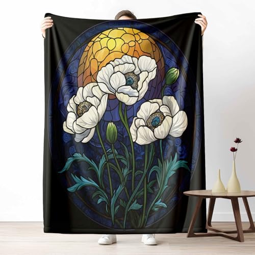 Kuscheldecke für den Winter, Warme Mosaik Mohn Fleecedecke für Kalte Tage Gothic Blume Flanelldecke Jugendstil Sonne Sofadecke Flauschig Weich für Bett Couch, 150x200 cm Kuscheldecke für den Winter, Warme Mosaik Mohn Fleecedecke für Kalte Tage Gothic Blume Flanelldecke Jugendstil Sonne Sofadecke Flauschig Weich für Bett Couch, 150x200 cm von LLponhg