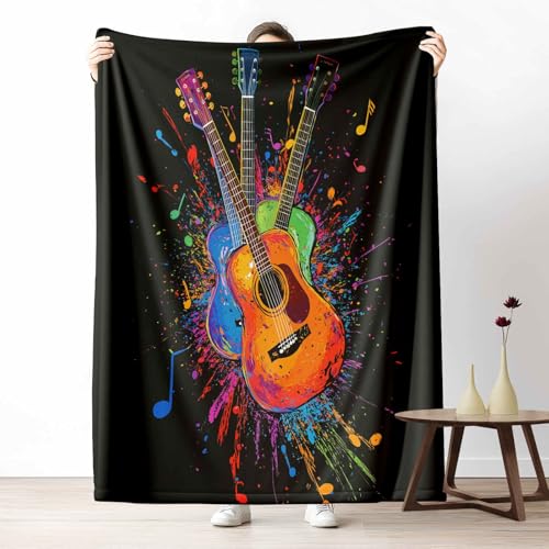 Kuscheldecke für den Winter, Warme Musik Gitarre Fleecedecke für Kalte Tage Rockmusik Musikinstrumente Flanelldecke Graffiti Musiknote Sofadecke Flauschig Weich für Bett Couch, 150x200 cm Kuscheldecke für den Winter, Warme Musik Gitarre Fleecedecke für Kalte Tage Rockmusik Musikinstrumente Flanelldecke Graffiti Musiknote Sofadecke Flauschig Weich für Bett Couch, 150x200 cm von LLponhg