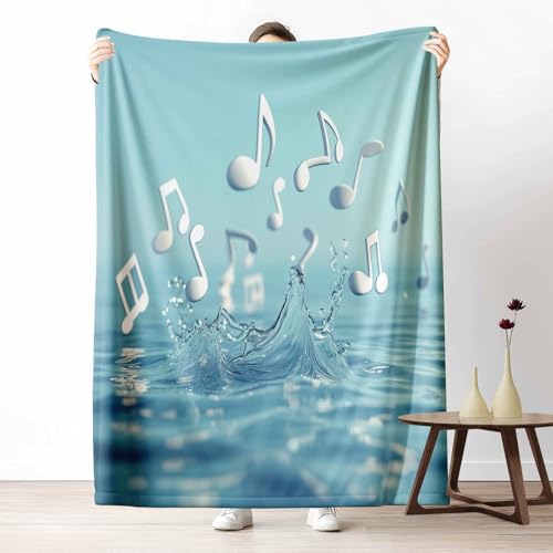 Kuscheldecke für den Winter, Warme Musik Wasserspritzer Fleecedecke für Kalte Tage D Musiknote Flanelldecke Abstrakt Klang Sofadecke Flauschig Weich für Bett Couch, 150x200 cm von LLponhg
