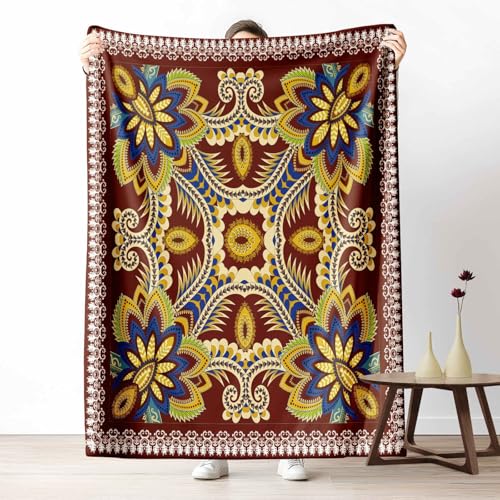 Kuscheldecke für den Winter, Warme Orientalisch Paisley Fleecedecke für Kalte Tage Retro Blumen Flanelldecke Barock Mandala Sofadecke Flauschig Weich für Bett Couch, 150x200 cm Kuscheldecke für den Winter, Warme Orientalisch Paisley Fleecedecke für Kalte Tage Retro Blumen Flanelldecke Barock Mandala Sofadecke Flauschig Weich für Bett Couch, 150x200 cm von LLponhg
