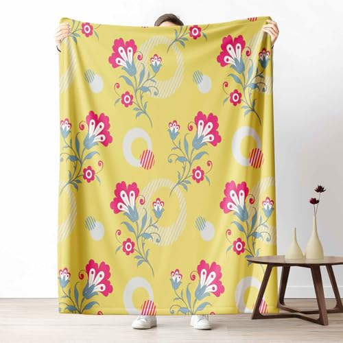 Kuscheldecke für den Winter, Warme Pop Art Blume Fleecedecke für Kalte Tage Abstrakt Kreis Flanelldecke Cartoon Gestreift Sofadecke Flauschig Weich Couch, 150x200 cm von LLponhg